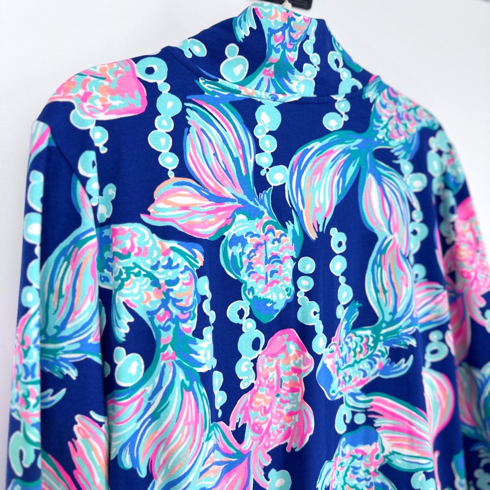 Lilly Pulitzer Full Zip Jacket XL Bright Colorful Koi Fish Print Vacation Summer - Picture 12 of 16